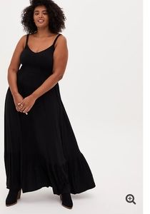 Black Tiered Jersey Maxi Dress